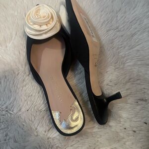 Milani Black and Cream Heels with Floral Accent